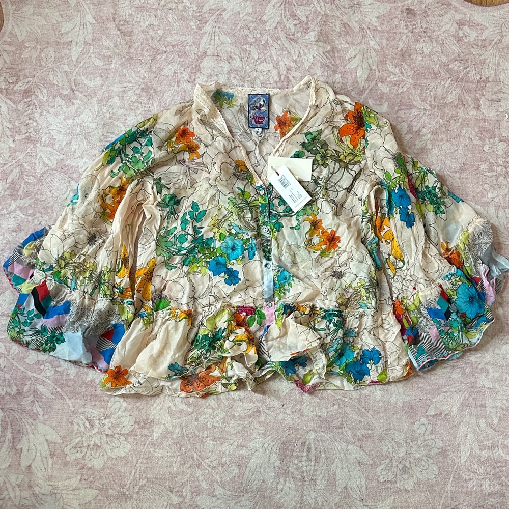 Johnny Was Multicolor Floral Blouse